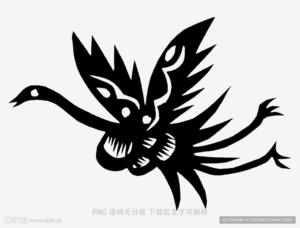 神秘黑色飞鸟图腾图案