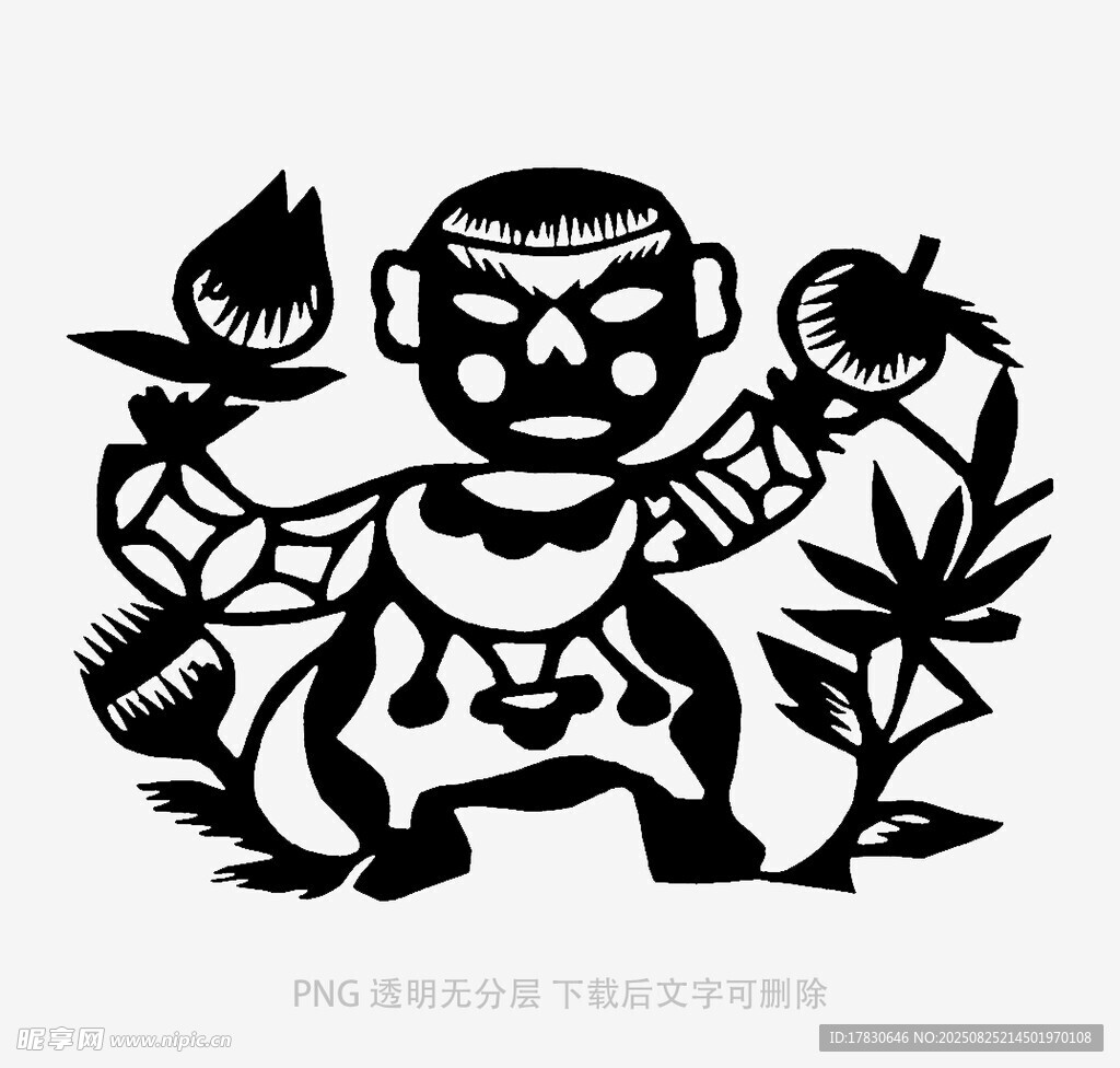 剪纸风机器人与植物图案
