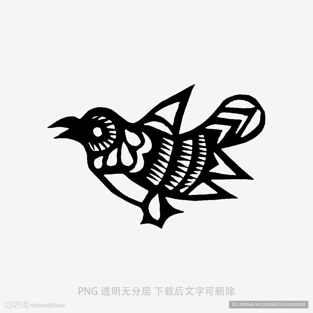 简约黑白飞鸟图案设计