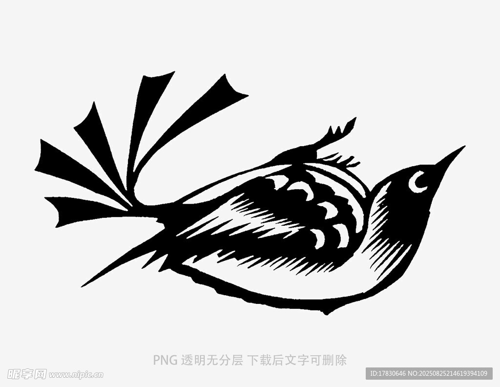 简约风格黑白飞鸟图案