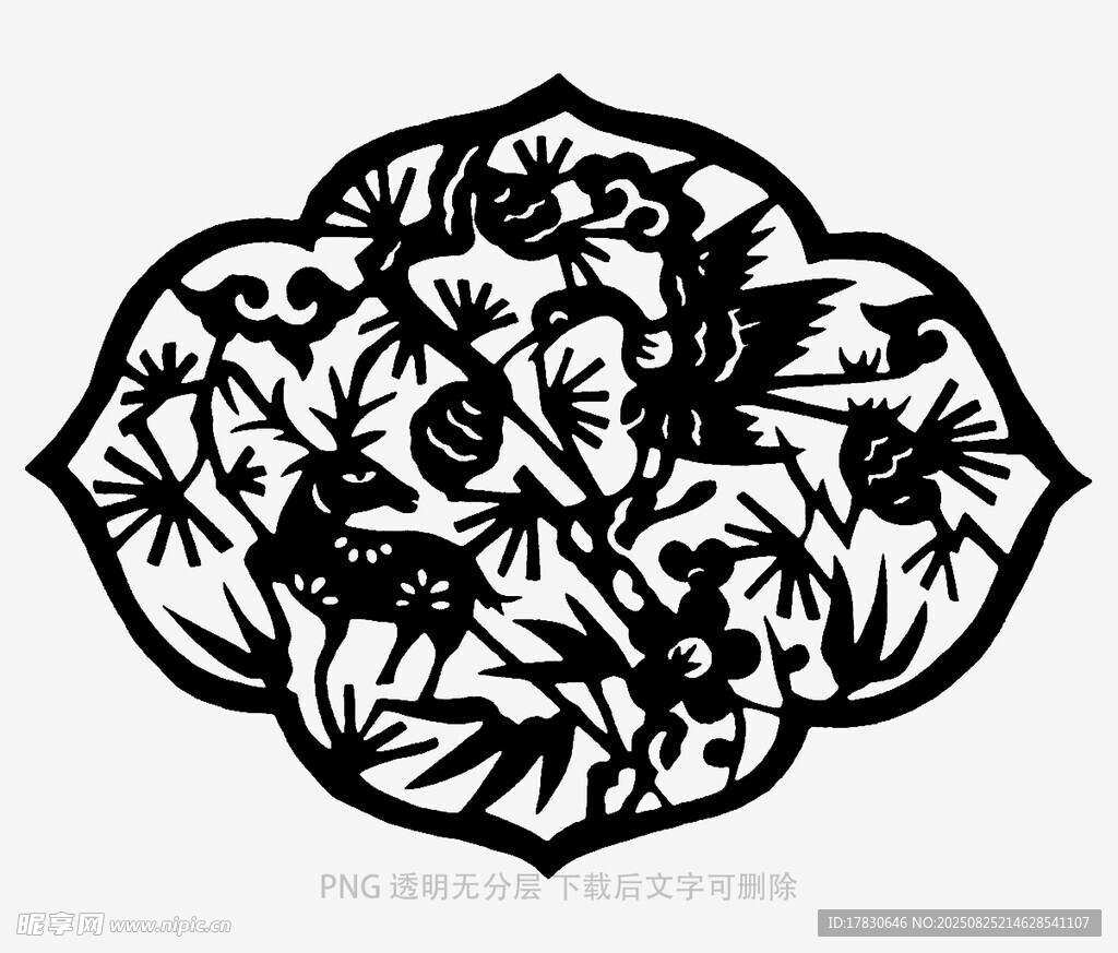 中式花鸟剪纸图案设计
