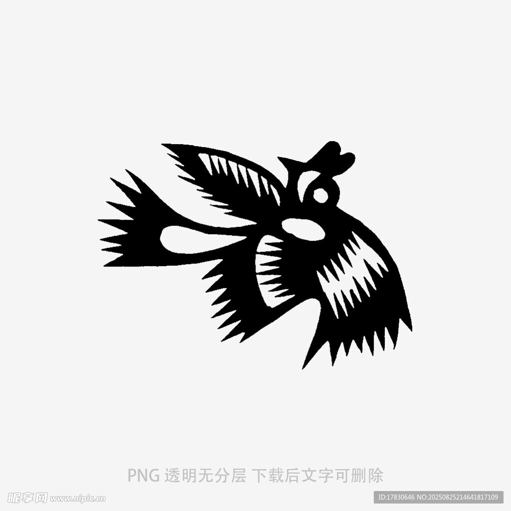 展翅飞鸟剪纸艺术图案