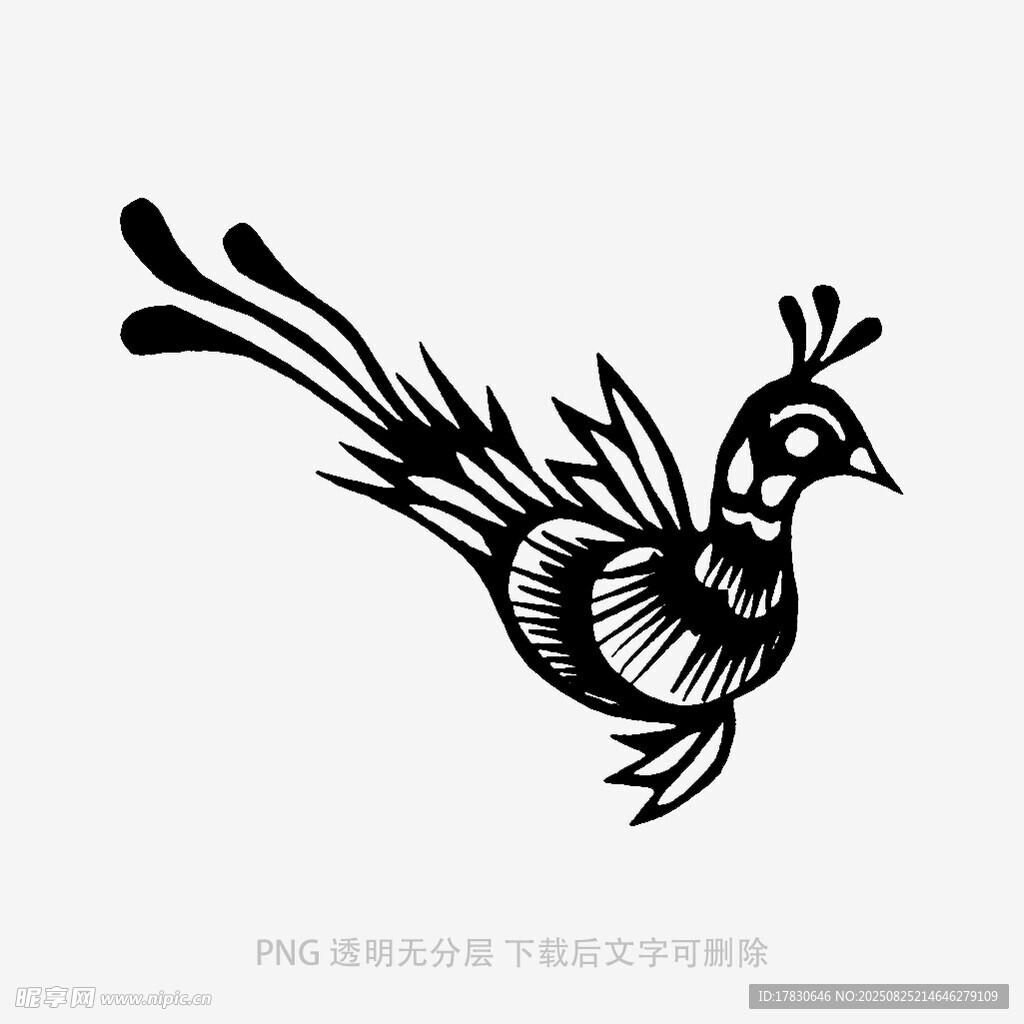 中式剪纸风凤凰图案