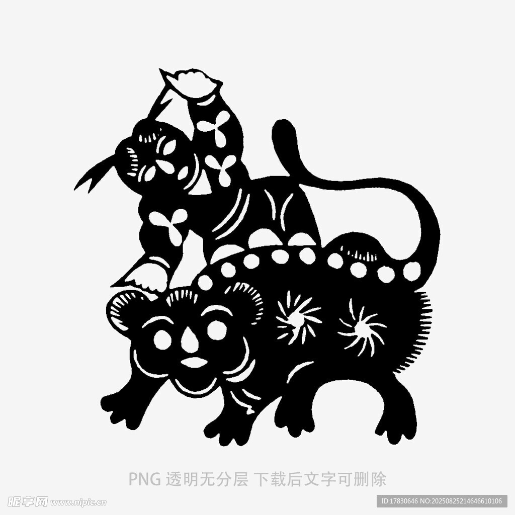 传统剪纸牛造型艺术作品