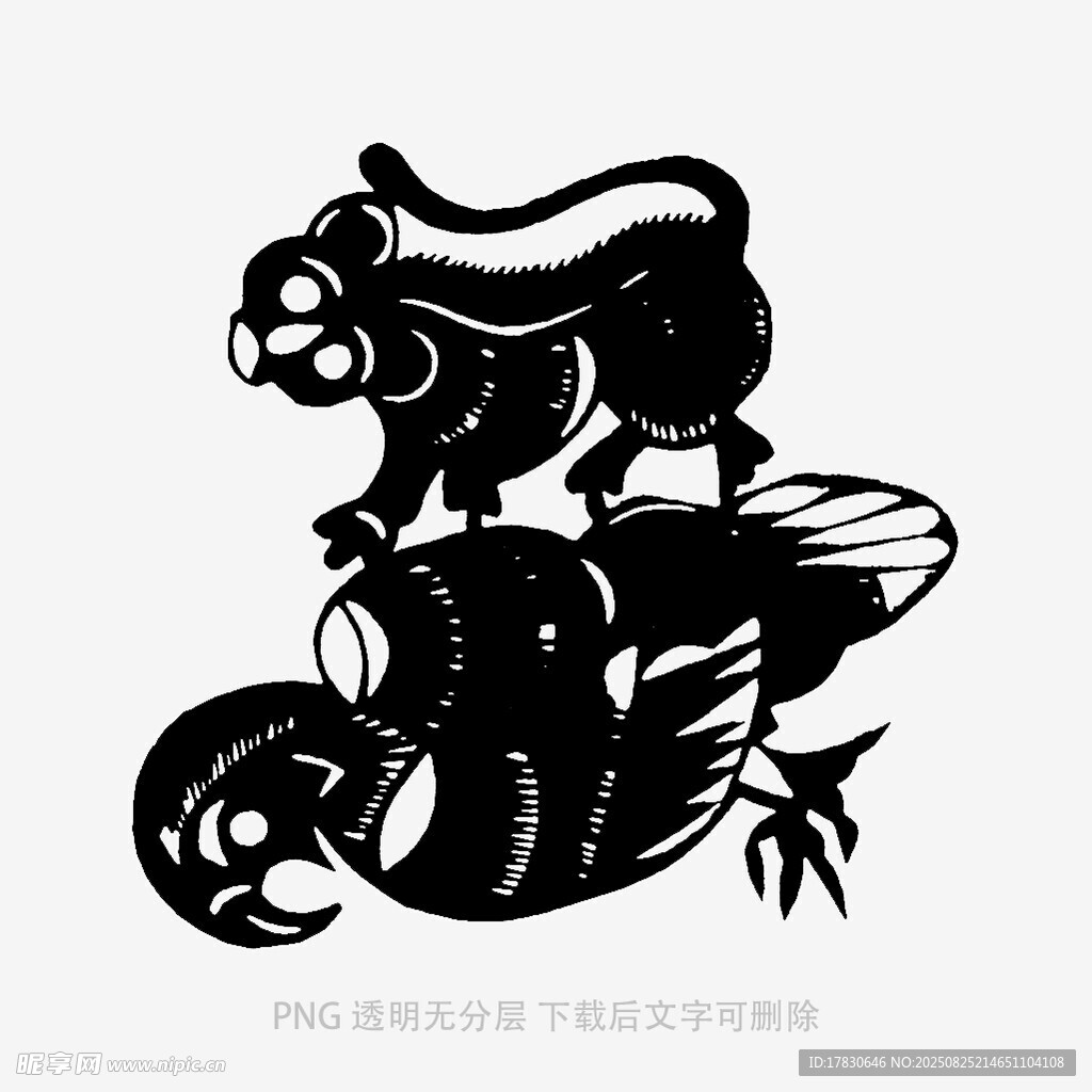 剪纸风黑猫骑摩托形象