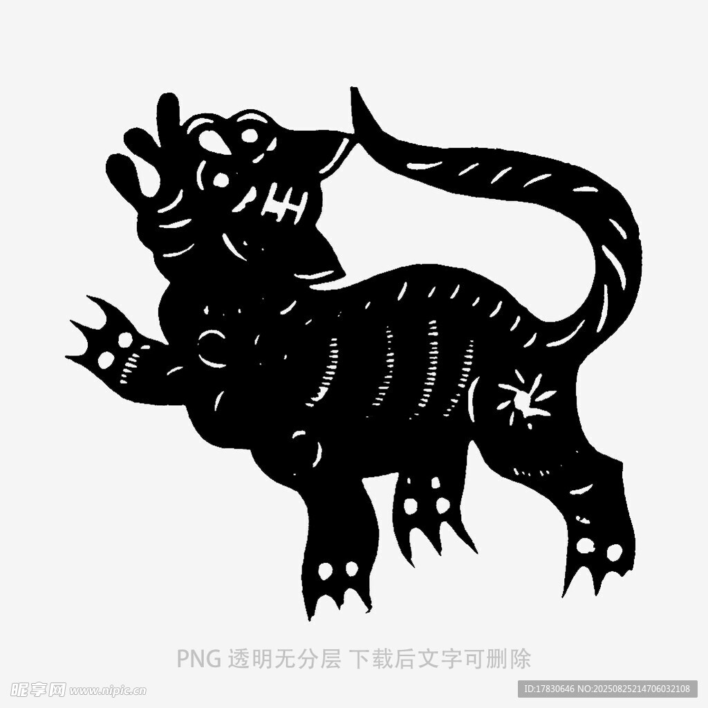 传统剪纸风格的神秘瑞兽