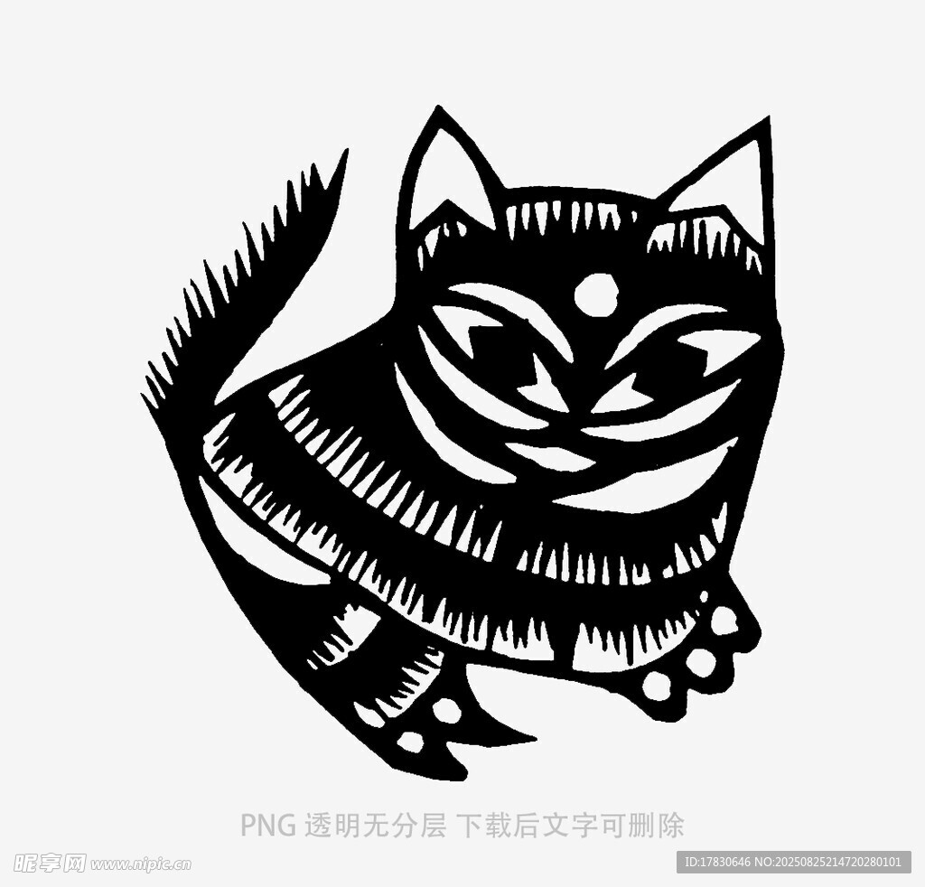 黑白线条风猫咪图案