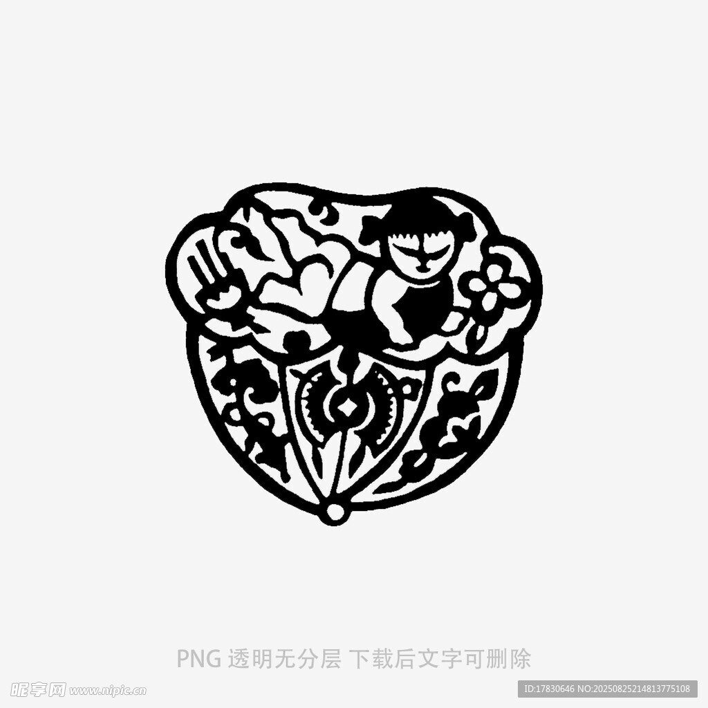 手绘花卉心形图案设计