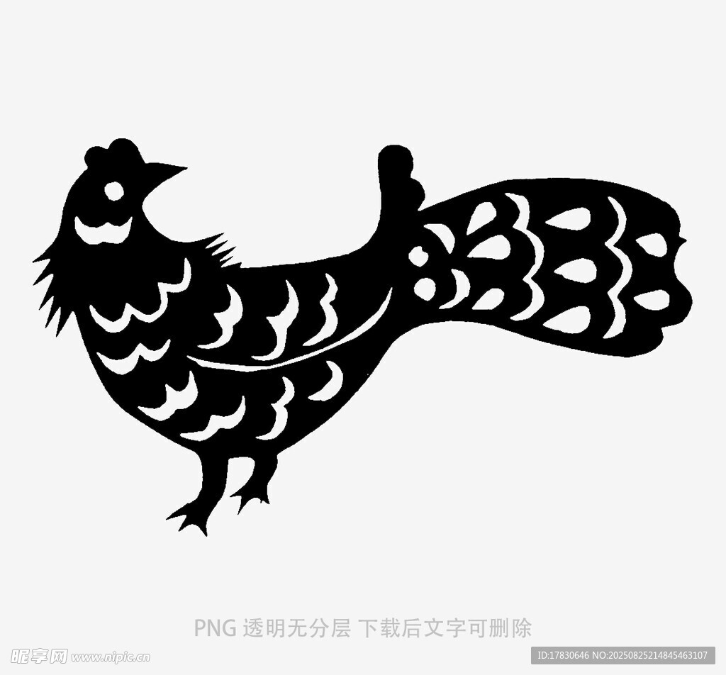 剪纸风格的精美凤凰图案