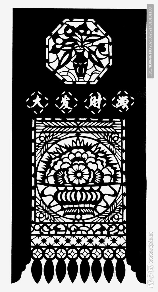 传统黑白剪纸装饰图案