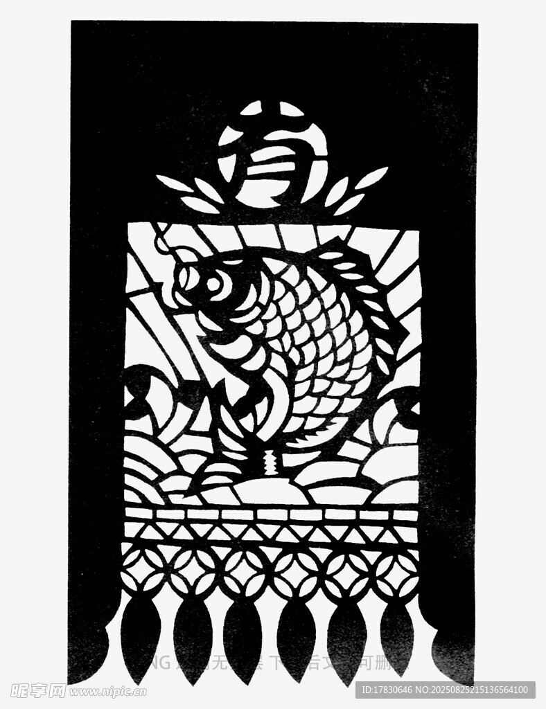 传统鲤鱼剪纸艺术作品