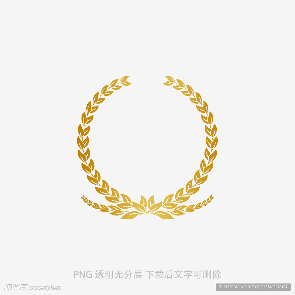 金色麦穗花环装饰图案