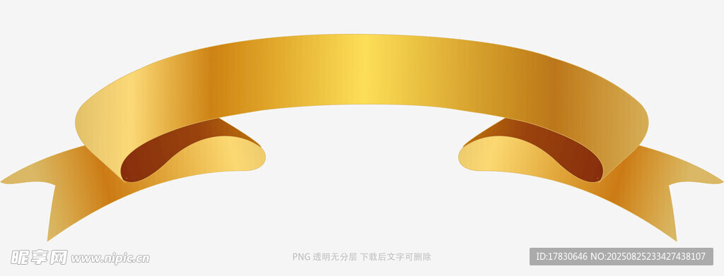 金色丝带装饰元素