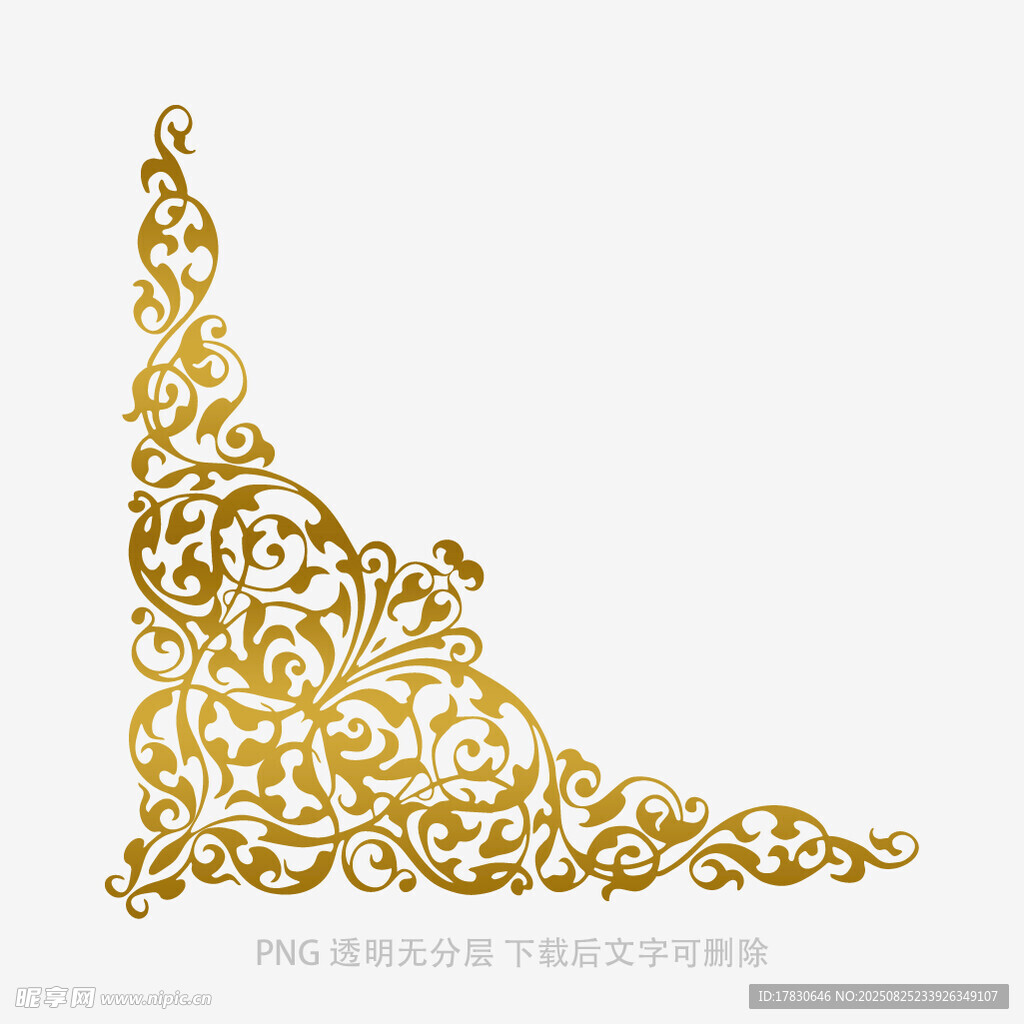 金色华丽花纹边角装饰