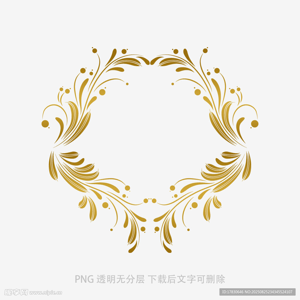 金色花卉装饰环形图案