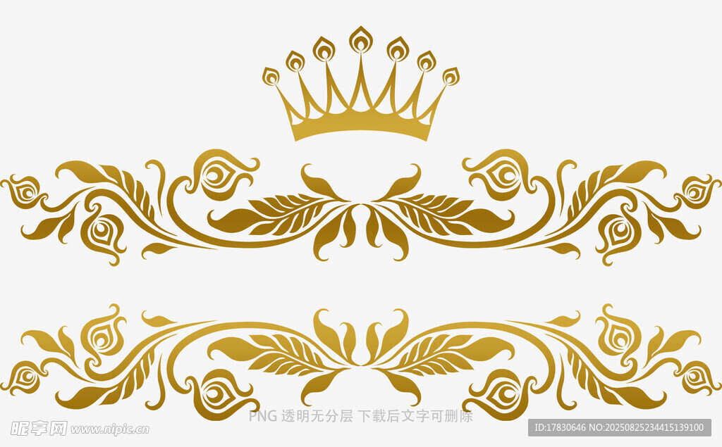 金色华丽花纹与皇冠装饰