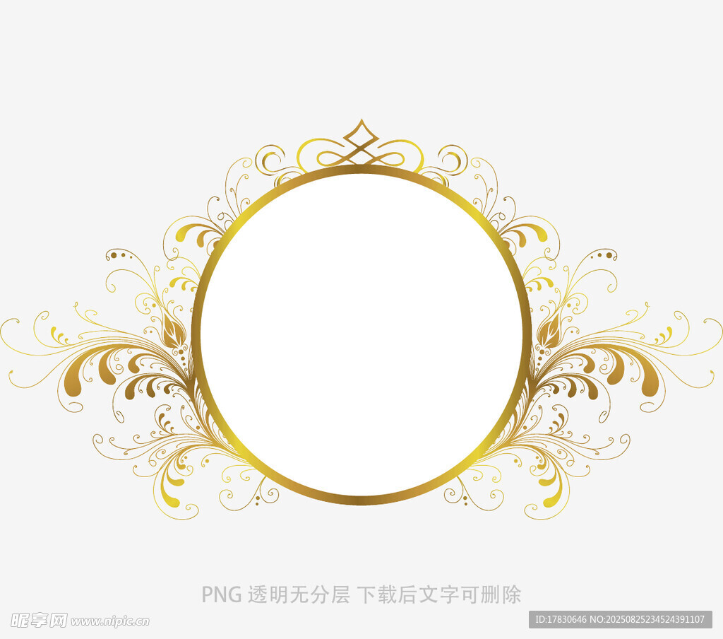 金色华丽圆形装饰框架