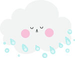 可爱云朵下雨卡通插画