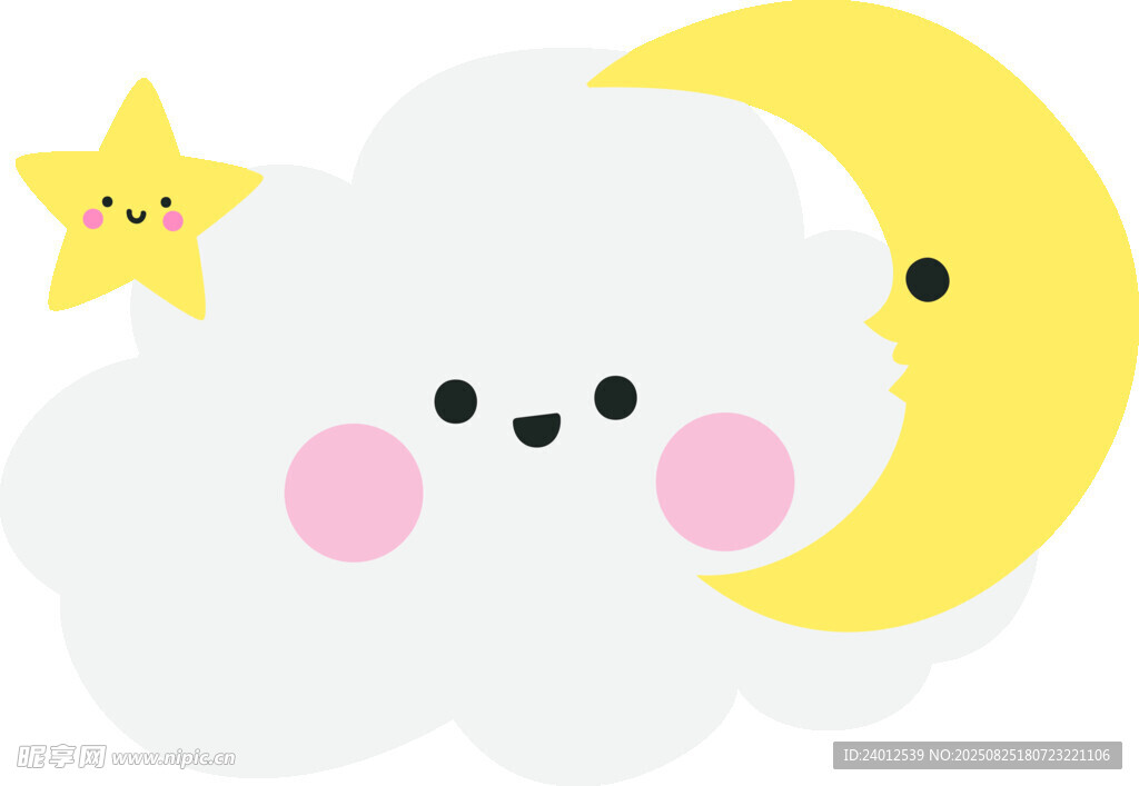 可爱云朵月亮星星卡通图