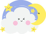 可爱云朵伴星月卡通形象