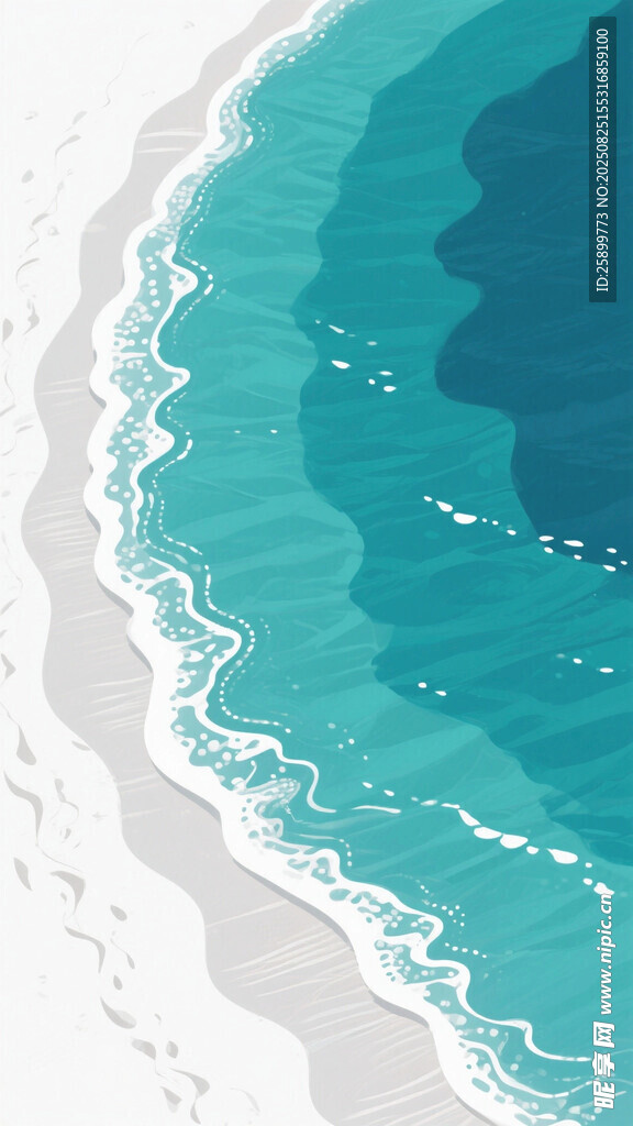 海边蓝白渐变海浪美景