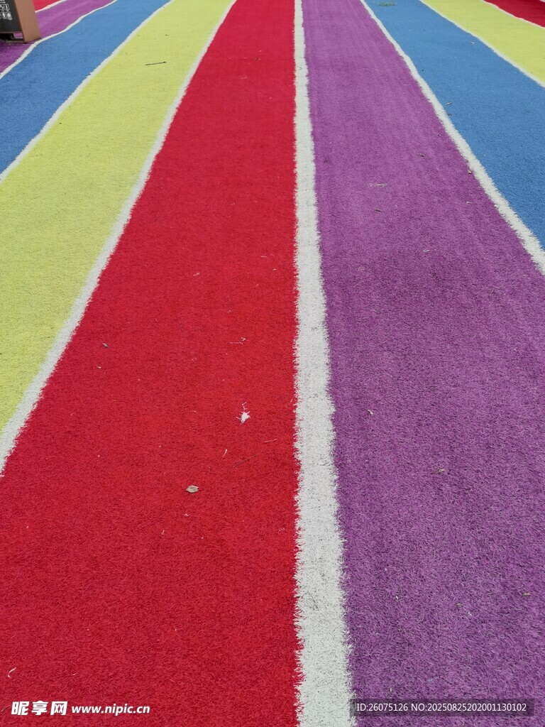 多彩条纹地毯特写