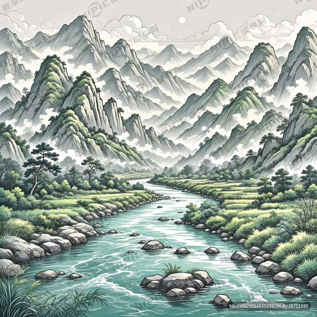 六盘水山水线描图