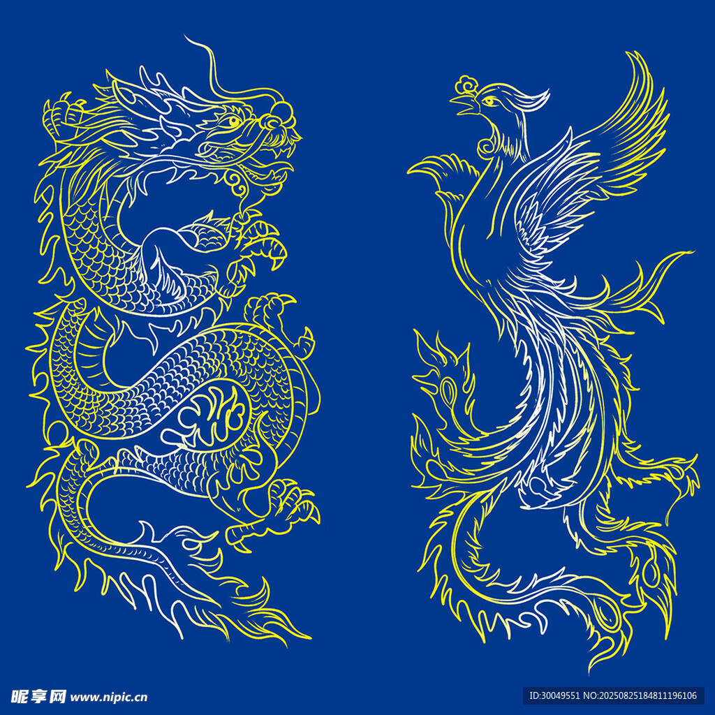 龙凤刺绣图案