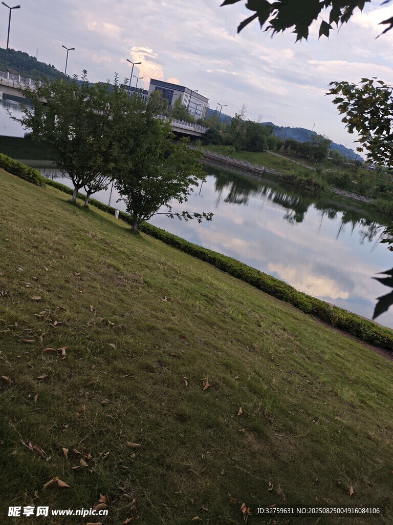 湖畔草地风光