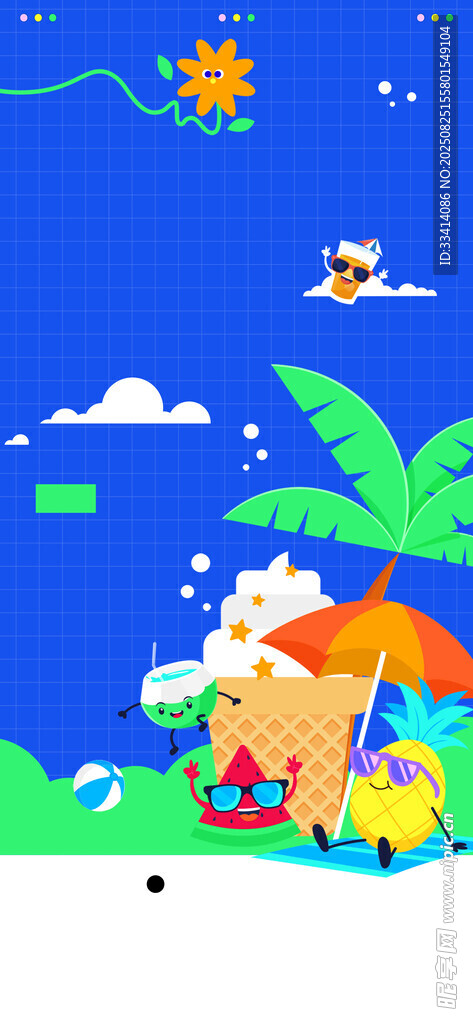 夏日海滩欢乐度假场景