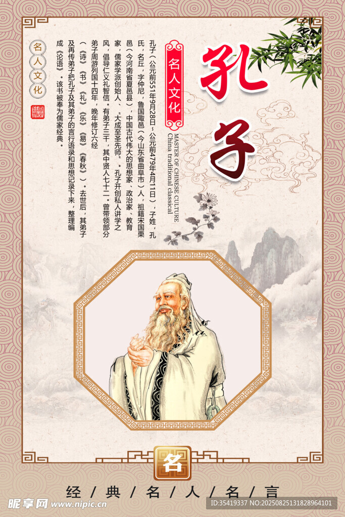 孔子画像    儒家文化的象征