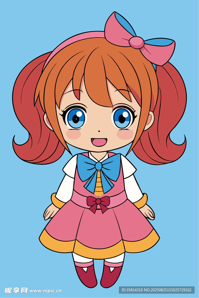 可爱双马尾动漫小女孩