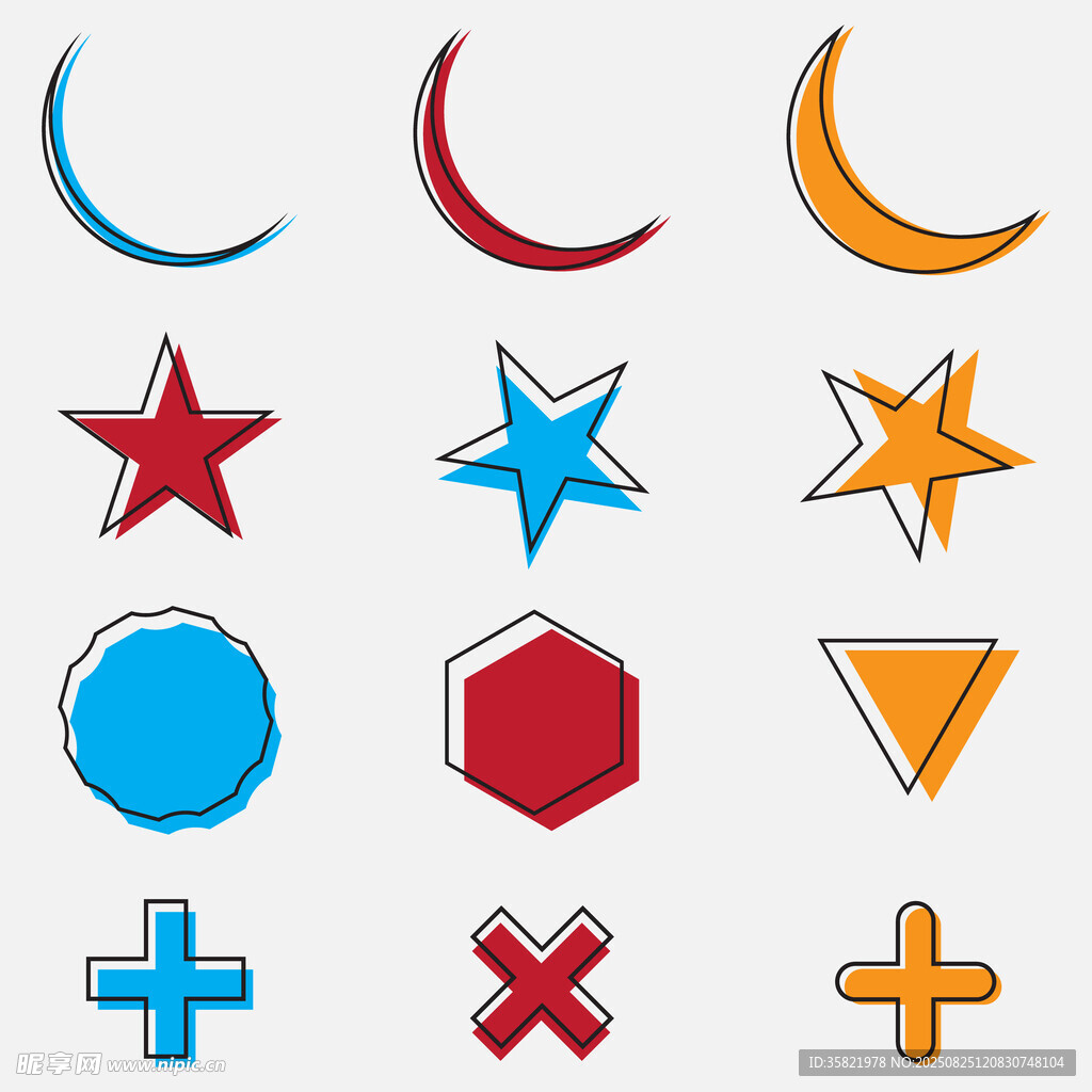 几何图形与星月图标