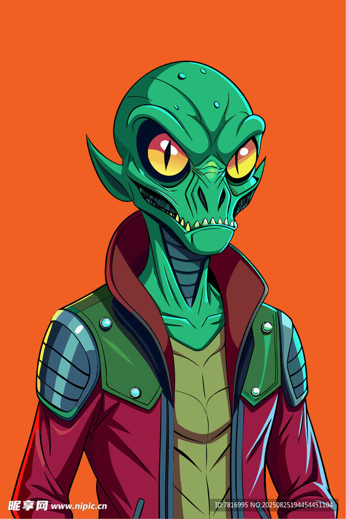 绿色外星人角色插画