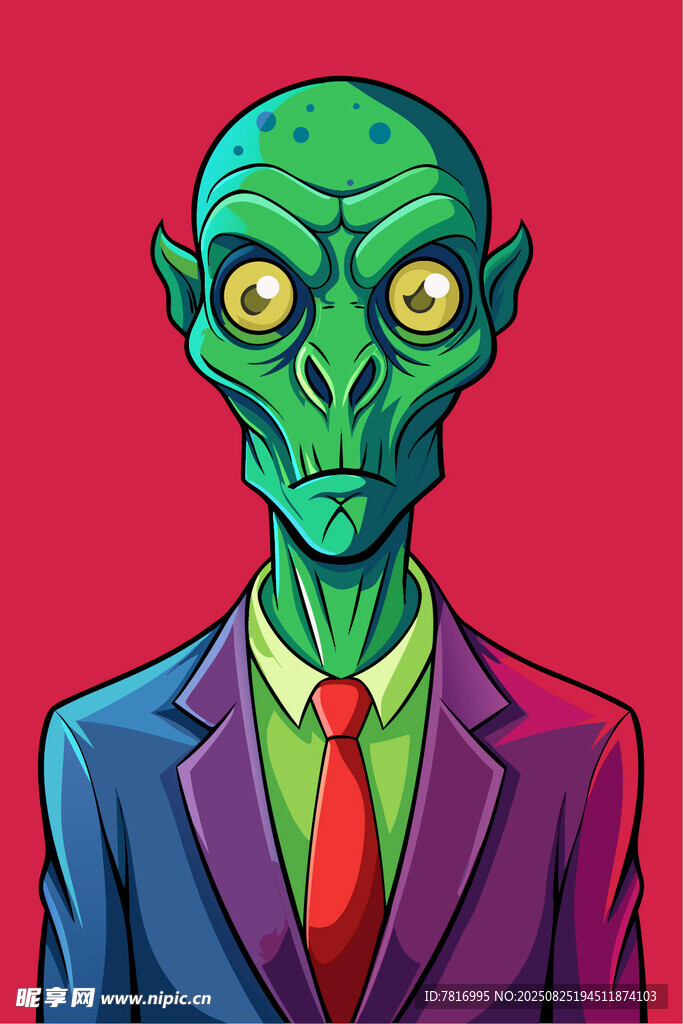 穿西装的外星人脸形象
