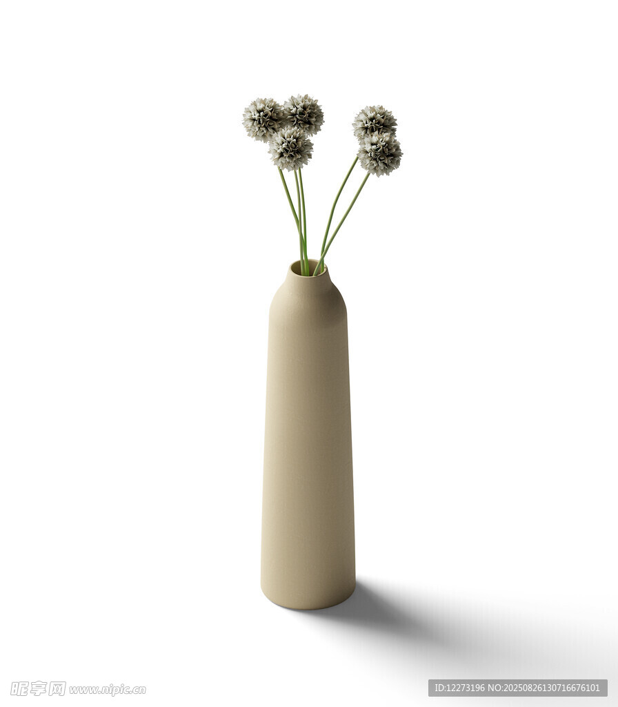 简约米色花瓶插干花