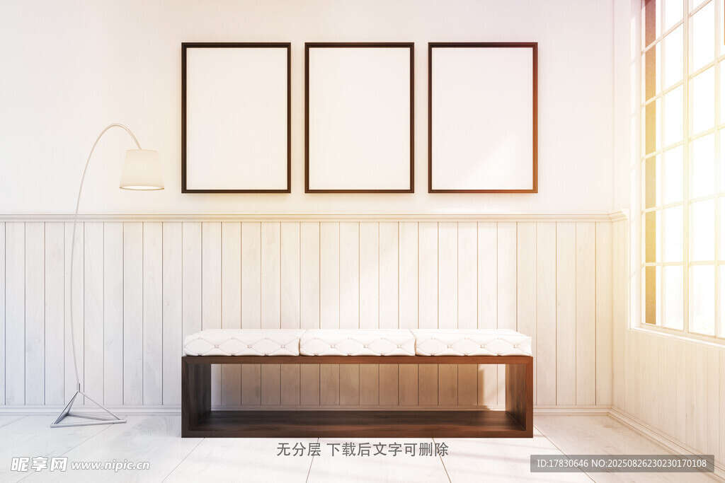 简约客厅电视柜与空白画框
