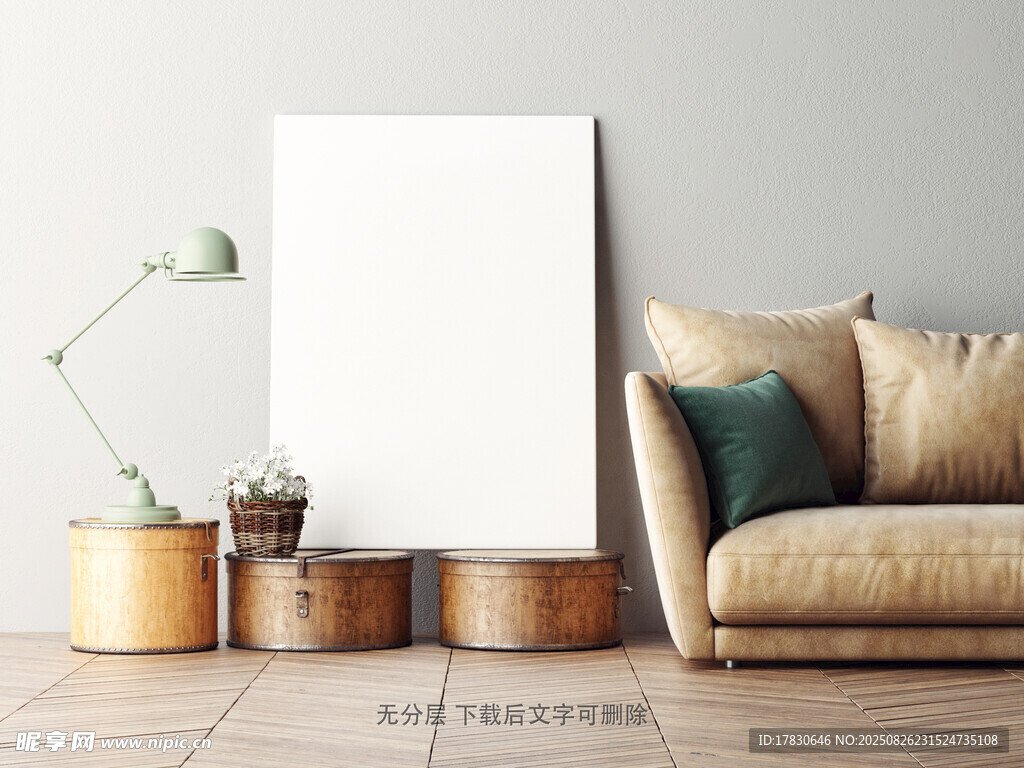 简约客厅中的空白画框