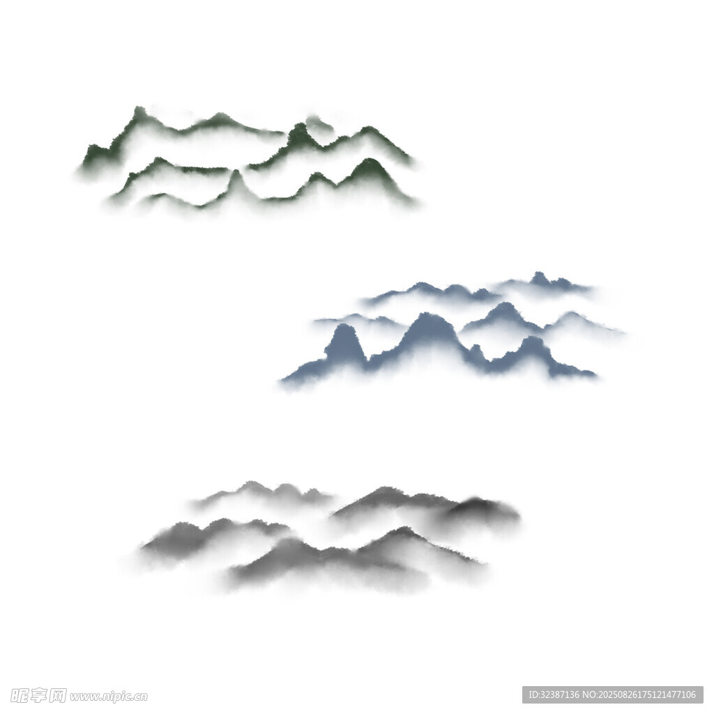 多重山峰水墨画