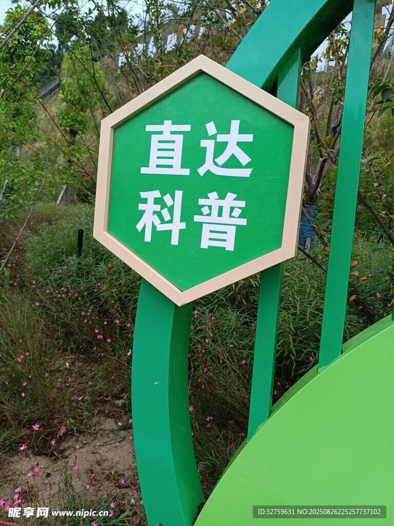 绿色直达科普指示牌