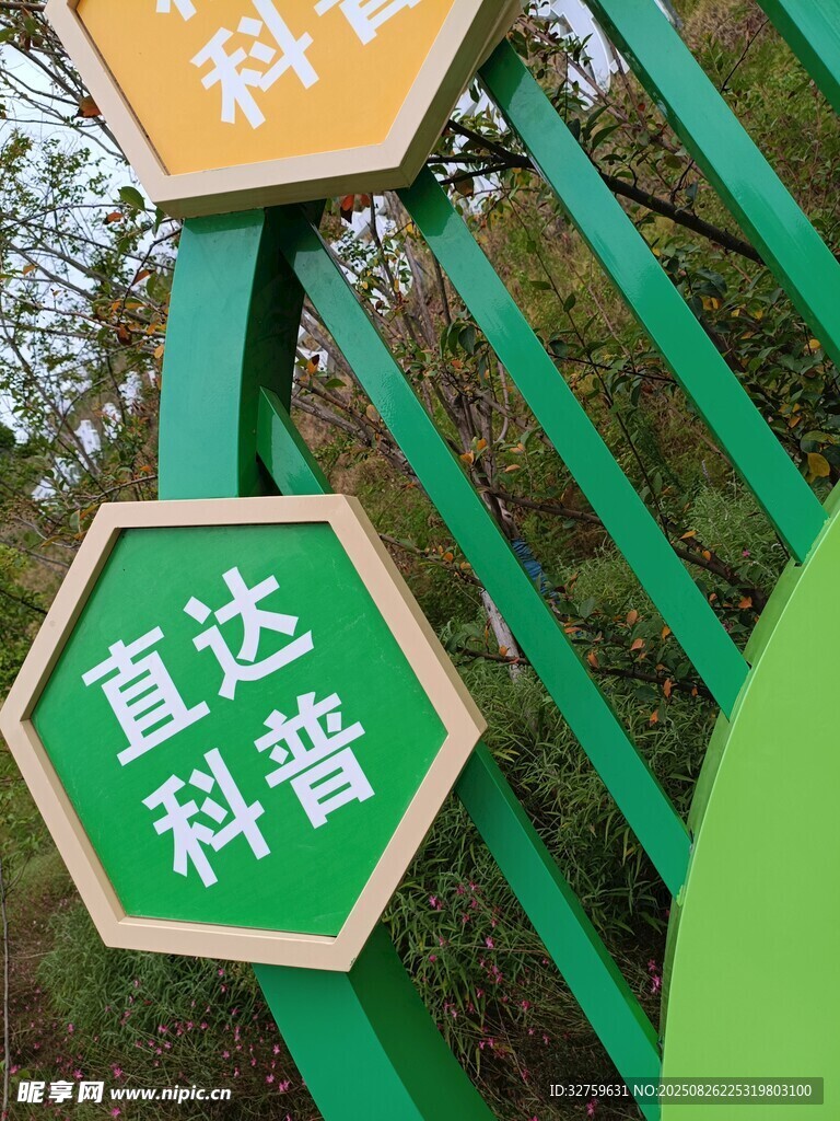 直达科普指示牌