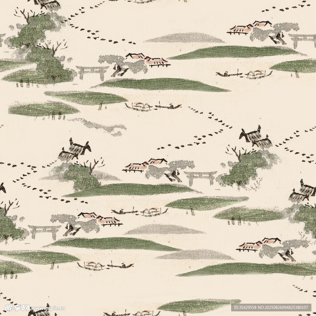 水墨风格飞鸟游鱼图