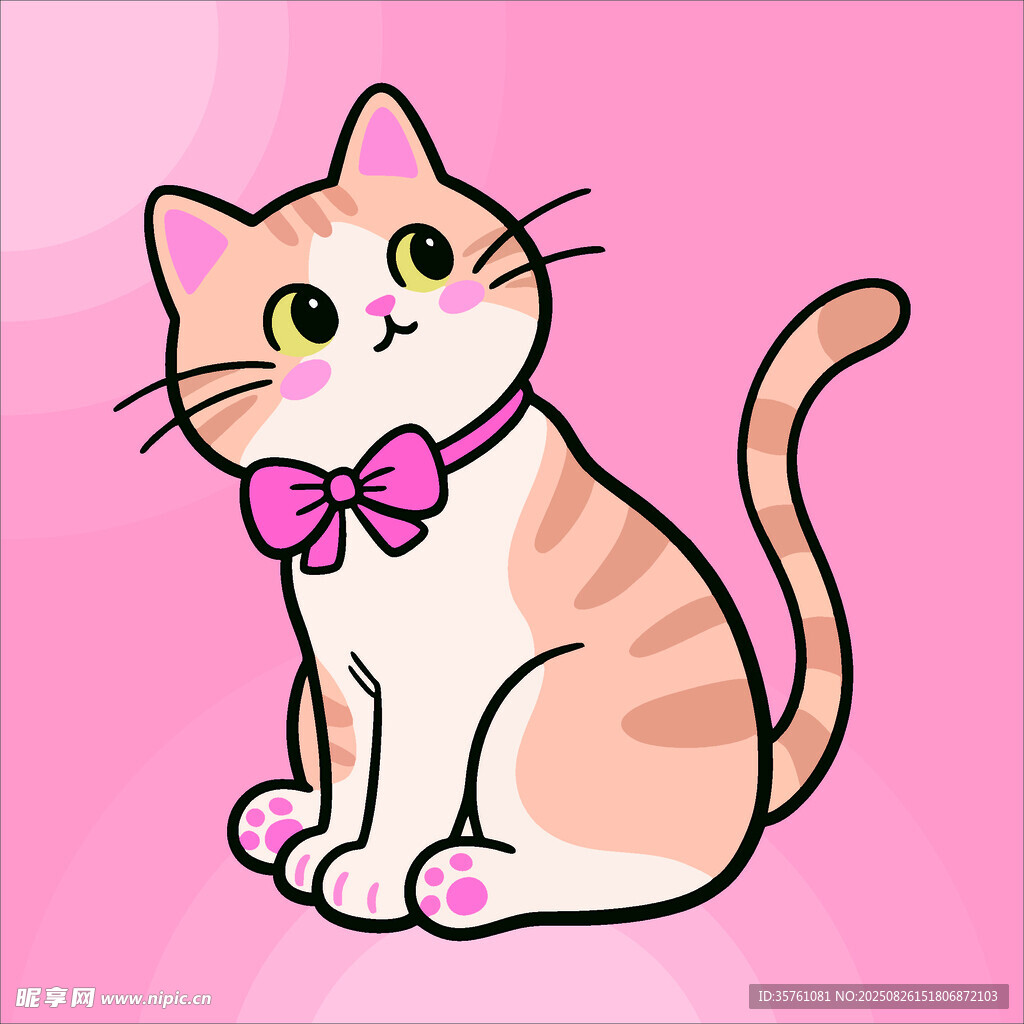 猫咪创意抽象儿童手绘插