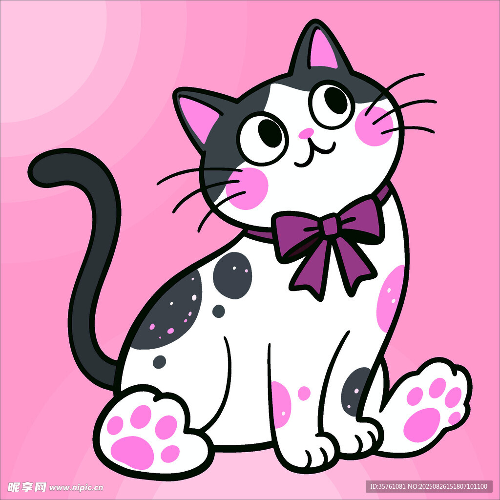 猫咪创意抽象儿童手绘插