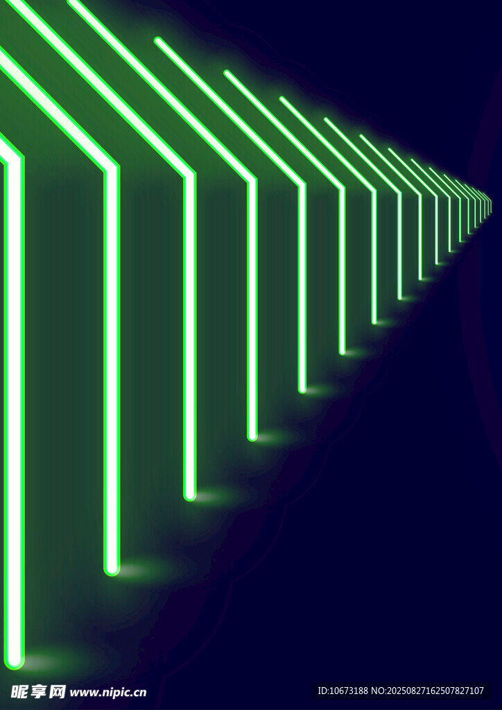 绿色霓虹灯光柱科幻通道