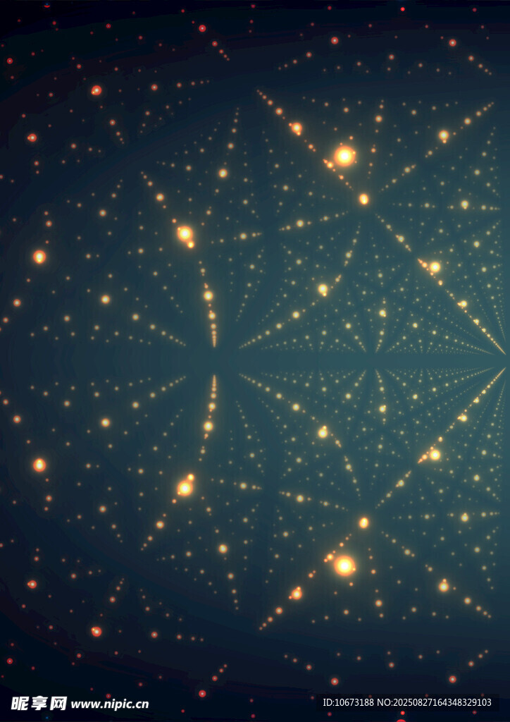 璀璨星空背景下的金色光粒