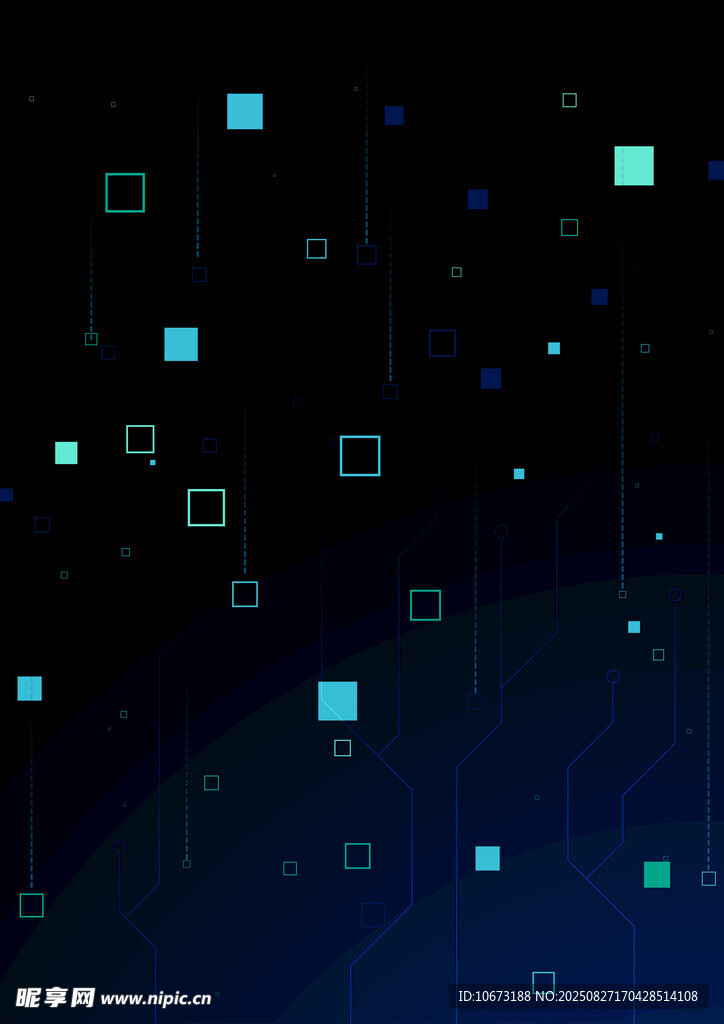 蓝色方块科技风背景图