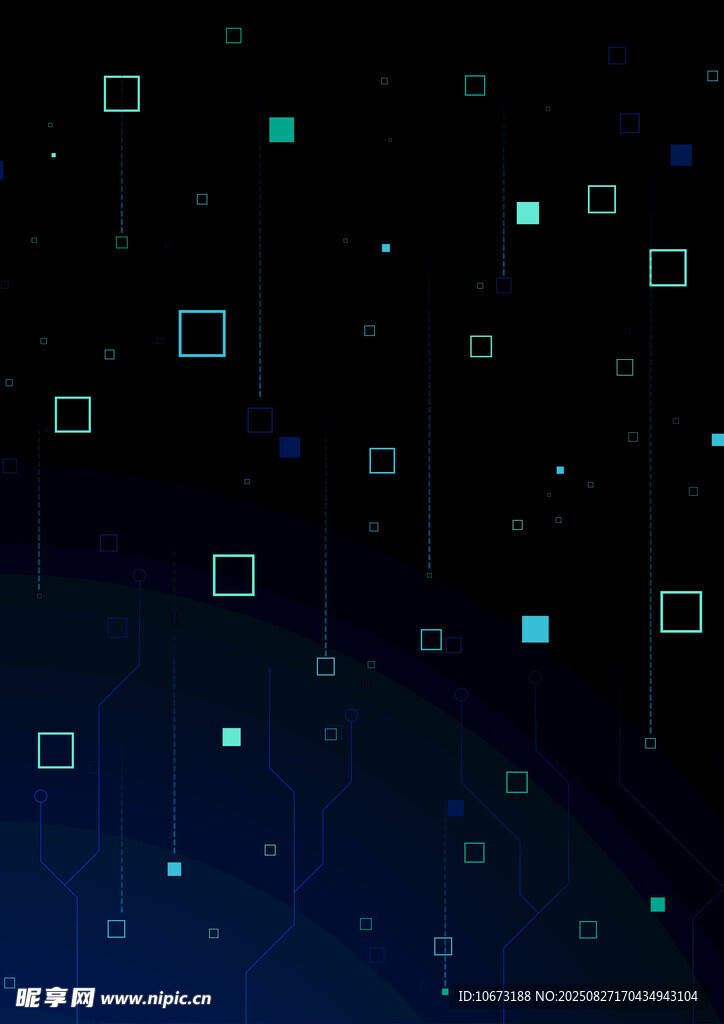 梦幻蓝色方块星空背景
