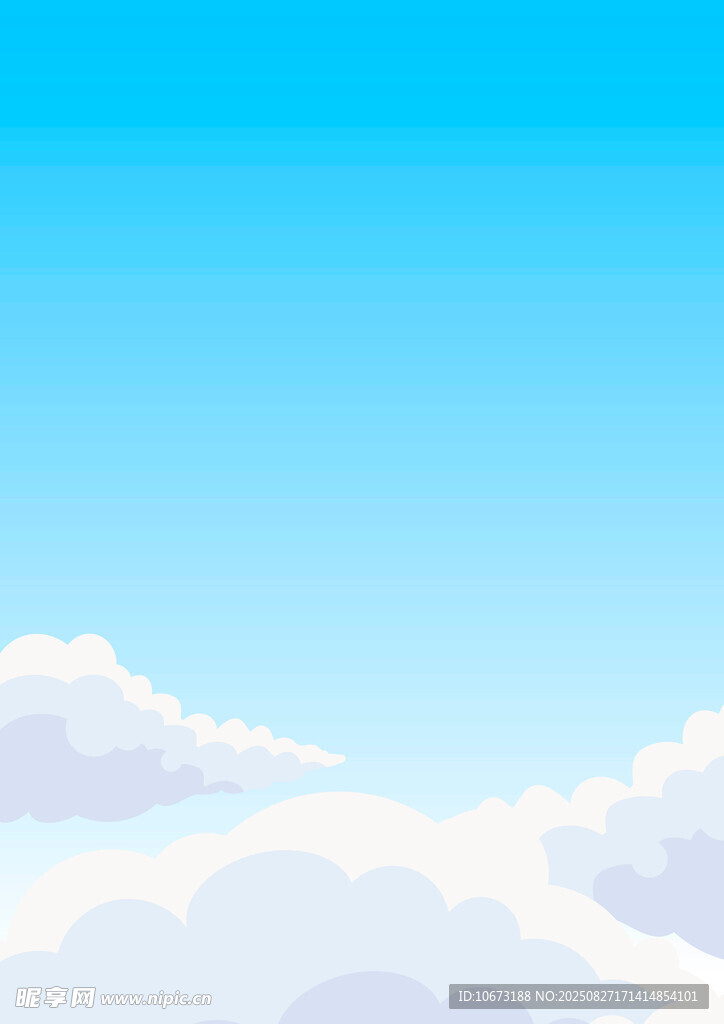 蓝天白云清新矢量背景图