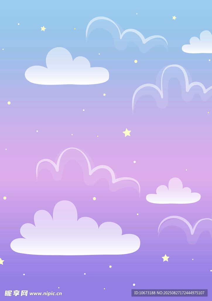 梦幻天空中的云朵与星星